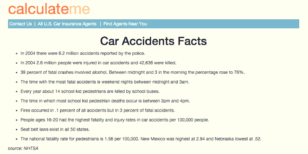 Crazy Car Accident Facts Calculate Me